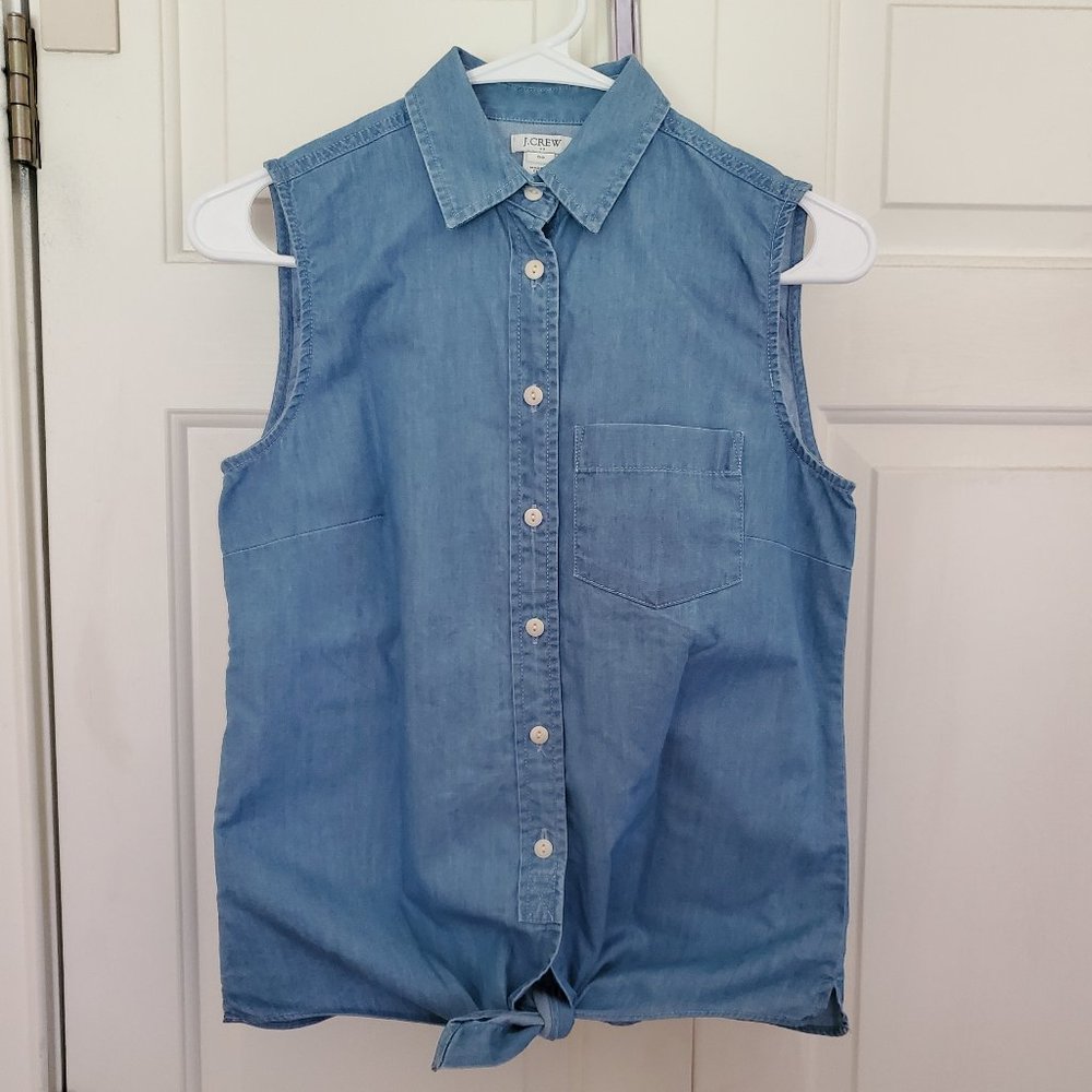 J.Crew Denim Sleeveless Collared Top (00)